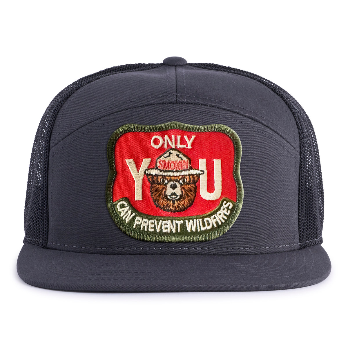 SMOKEY BEAR 7-Panel Flat Snapback, Richardson 168 Grey