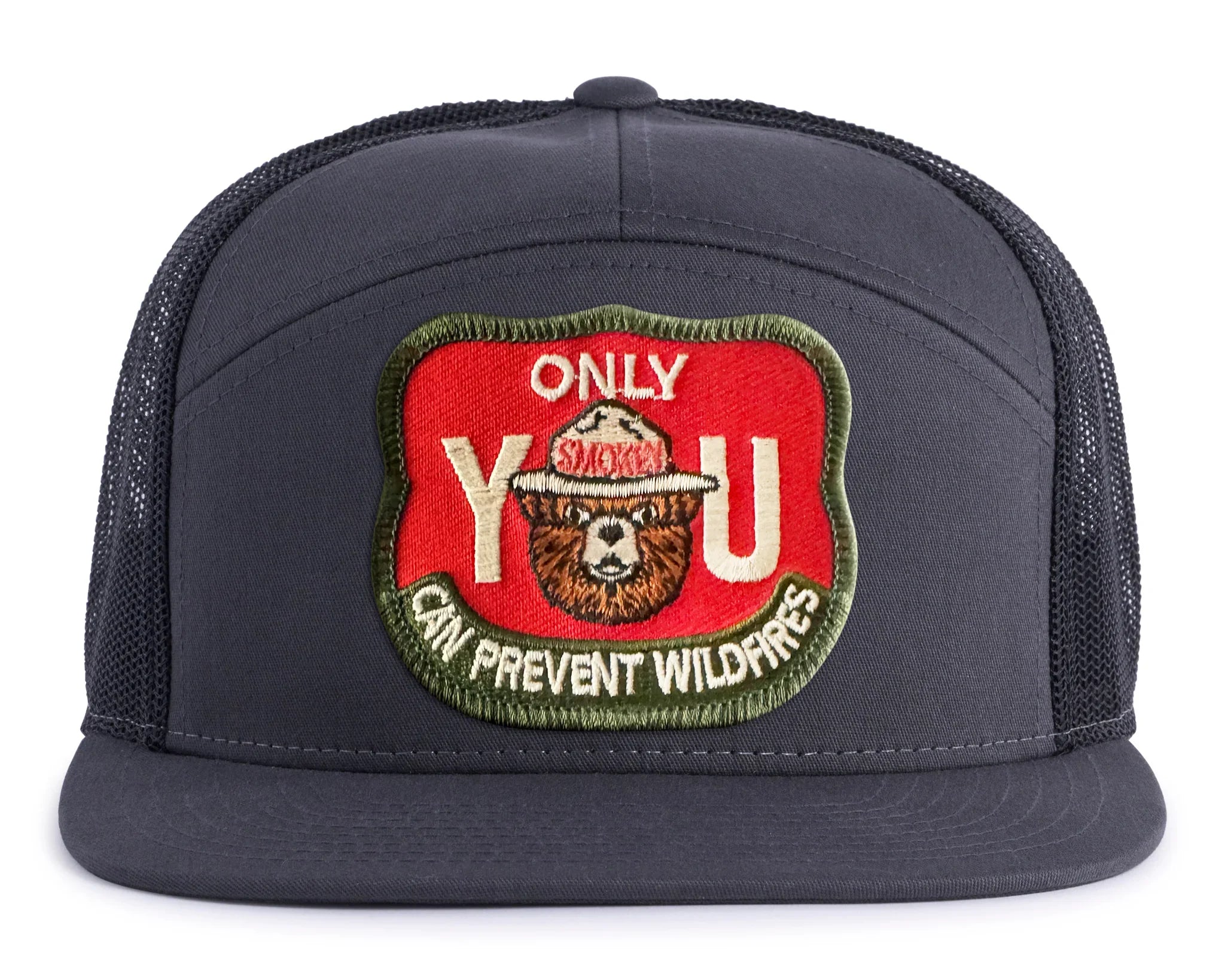 SMOKEY BEAR 7-Panel Flat Snapback, Richardson 168 Grey