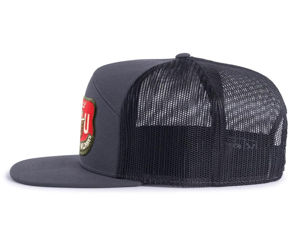 SMOKEY BEAR 7-Panel Flat Snapback, Richardson 168 Grey