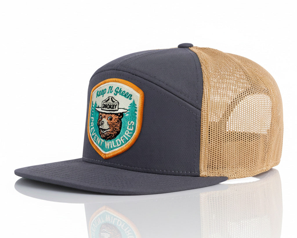 Trucker hat with a patch on a white background