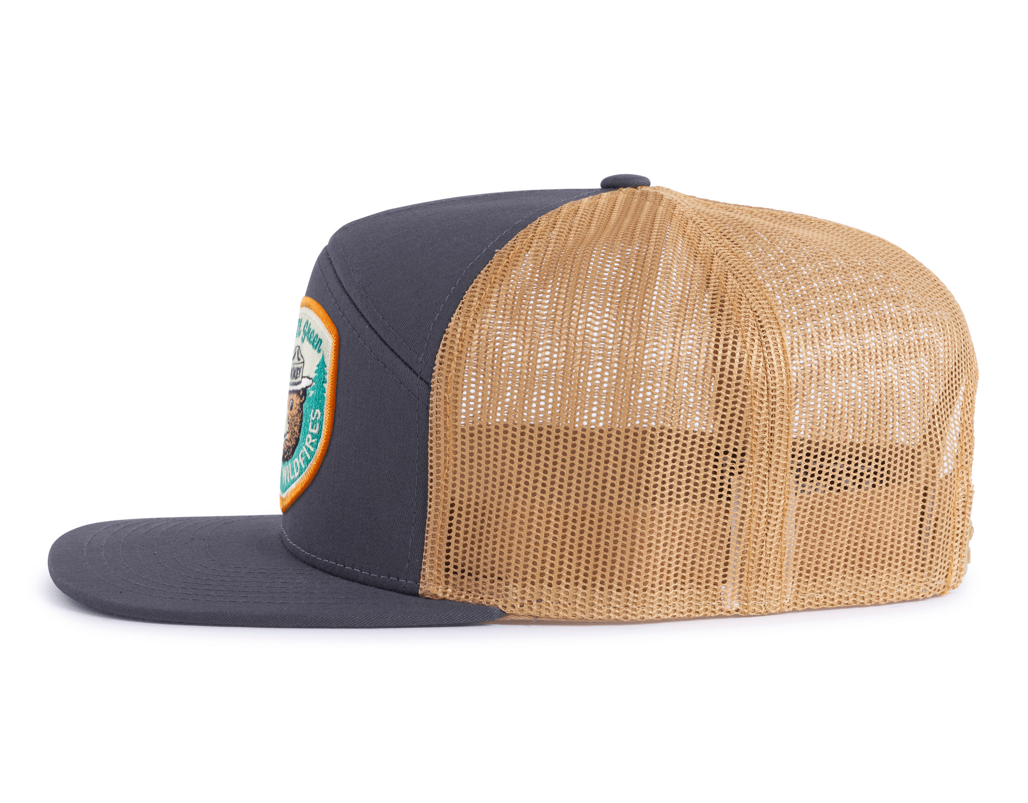 SMOKEY BEAR 7-Panel Flat Snapback, Richardson 168 Grey