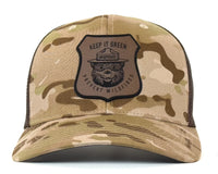 SMOKEY BEAR 6-Panel Curved Camo Hat Brown