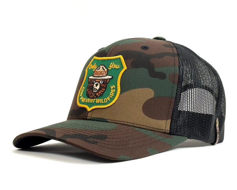 SMOKEY BEAR 6-Panel Curved Camo Hat Green
