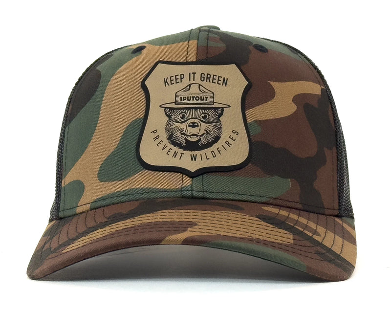 SMOKEY BEAR 6-Panel Curved Camo Hat Olive