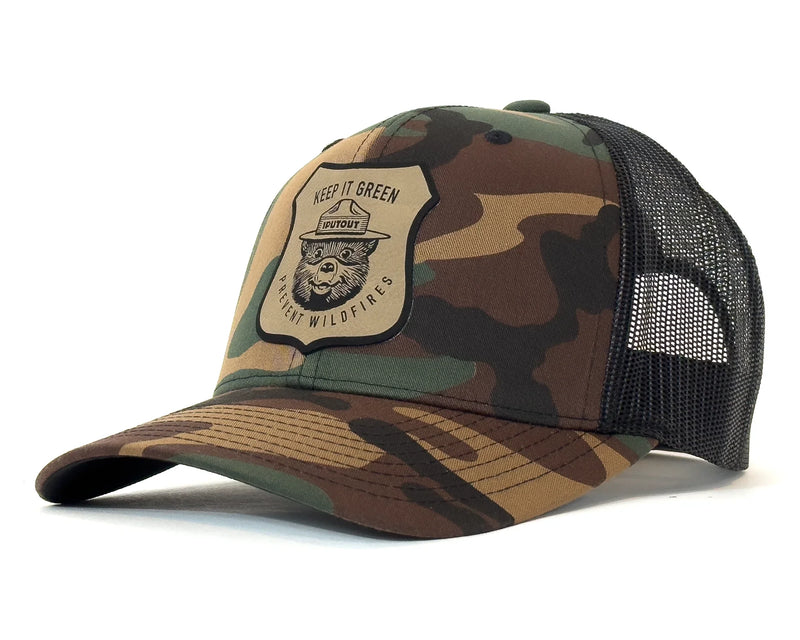 SMOKEY BEAR 6-Panel Curved Camo Hat Olive