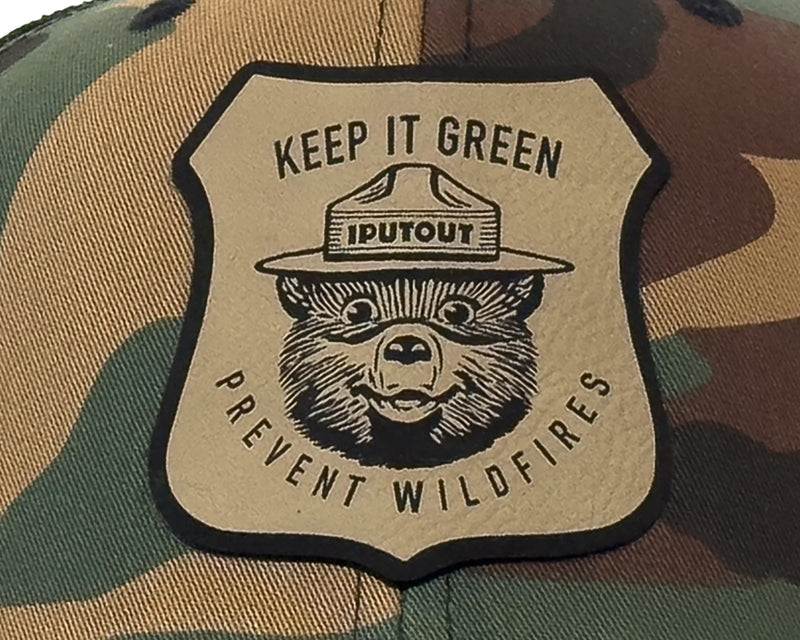SMOKEY BEAR 6-Panel Curved Camo Hat Olive