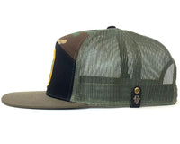 SMOKEY BEAR 7-Panel Flat Camo Hat, Richardson 168 Black