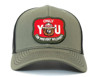SMOKEY BEAR 6-Panel Curved Snapback, Richardson 112 Green