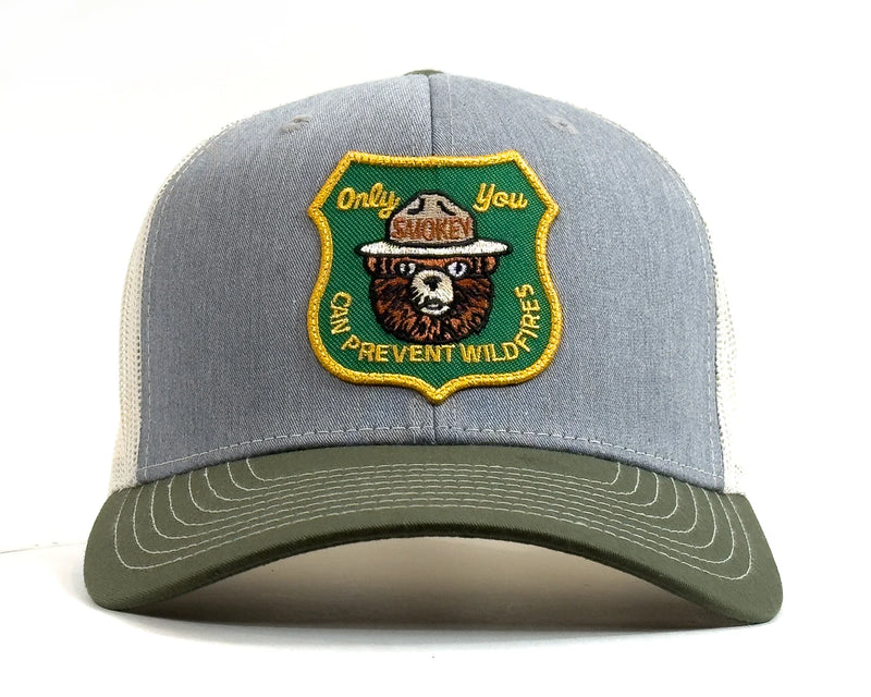 SMOKEY BEAR 6-Panel Curved Snapback, Richardson 112 Grey