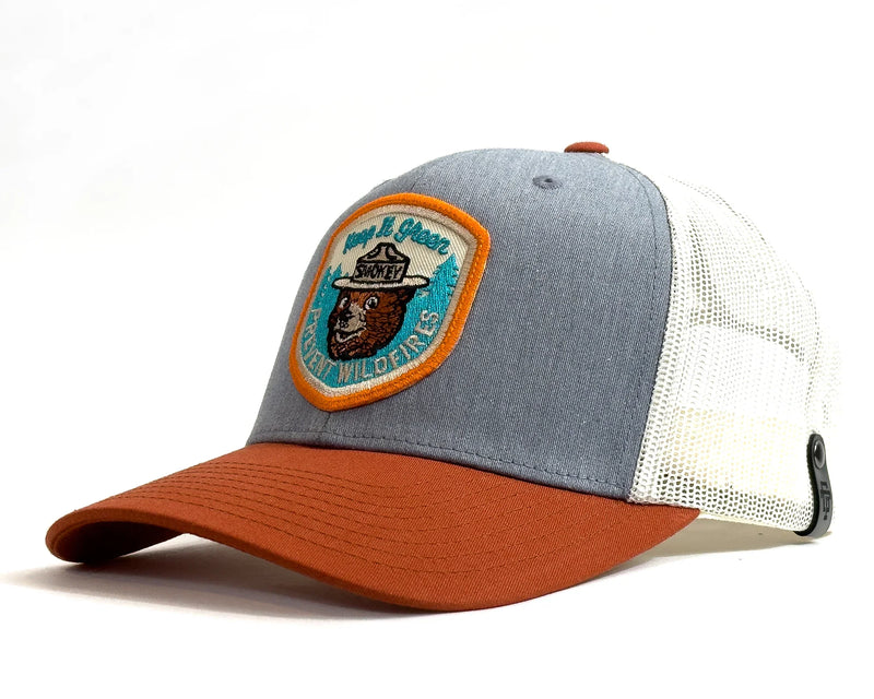 SMOKEY BEAR 6-Panel Curved Snapback, Richardson 112 Orange