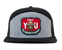 SMOKEY BEAR 7-Panel Flat Snapback, Richardson 168 Black