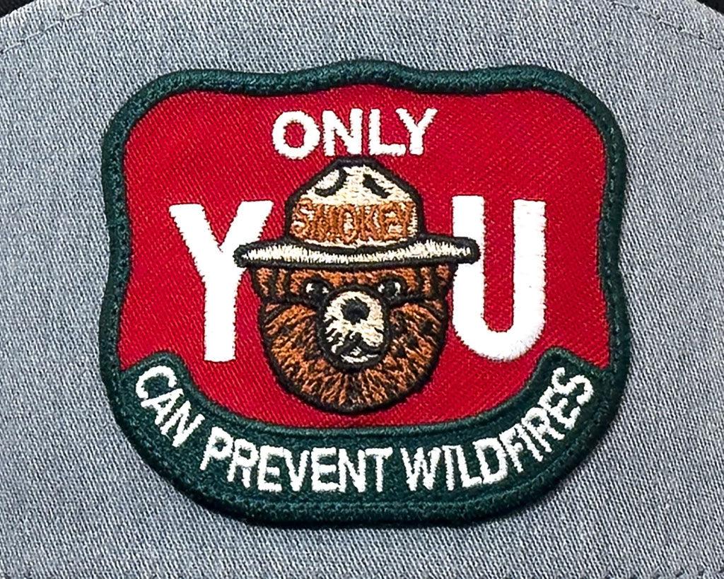 SMOKEY BEAR 7-Panel Flat Snapback, Richardson 168 Black