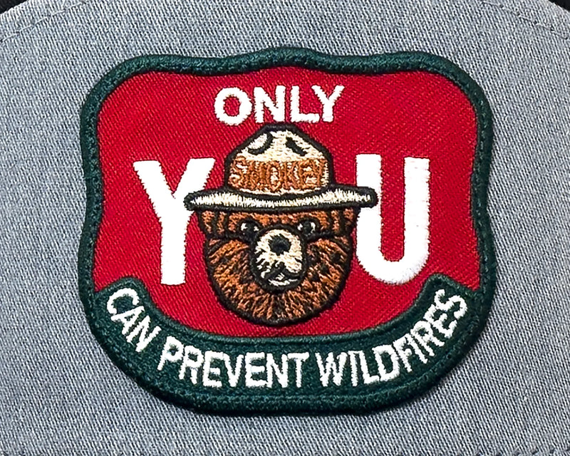 SMOKEY BEAR 7-Panel Flat Snapback, Richardson 168 Black