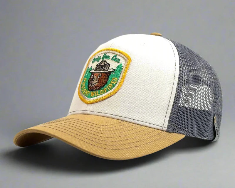 SMOKEY BEAR 6-Panel Curved Snapback, Richardson 112 Beige Gold