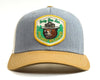 SMOKEY BEAR 6-Panel Curved Snapback, Richardson 112 Grey Gold