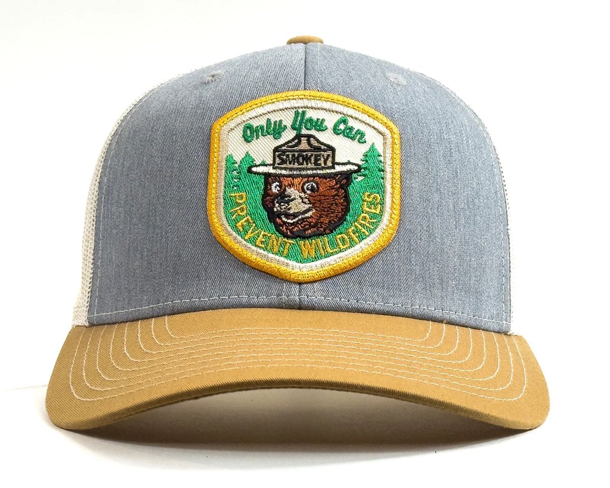 SMOKEY BEAR 6 - Panel Curved Snapback, Richardson 112 Grey - Tailgate Hats