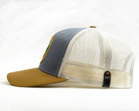 SMOKEY BEAR 6-Panel Curved Snapback, Richardson 112 Grey Gold