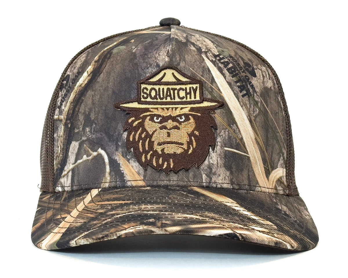 SQUATCHY 6 - Panel Curved Mossy Oak Camo Hat Brown - Tailgate Hats