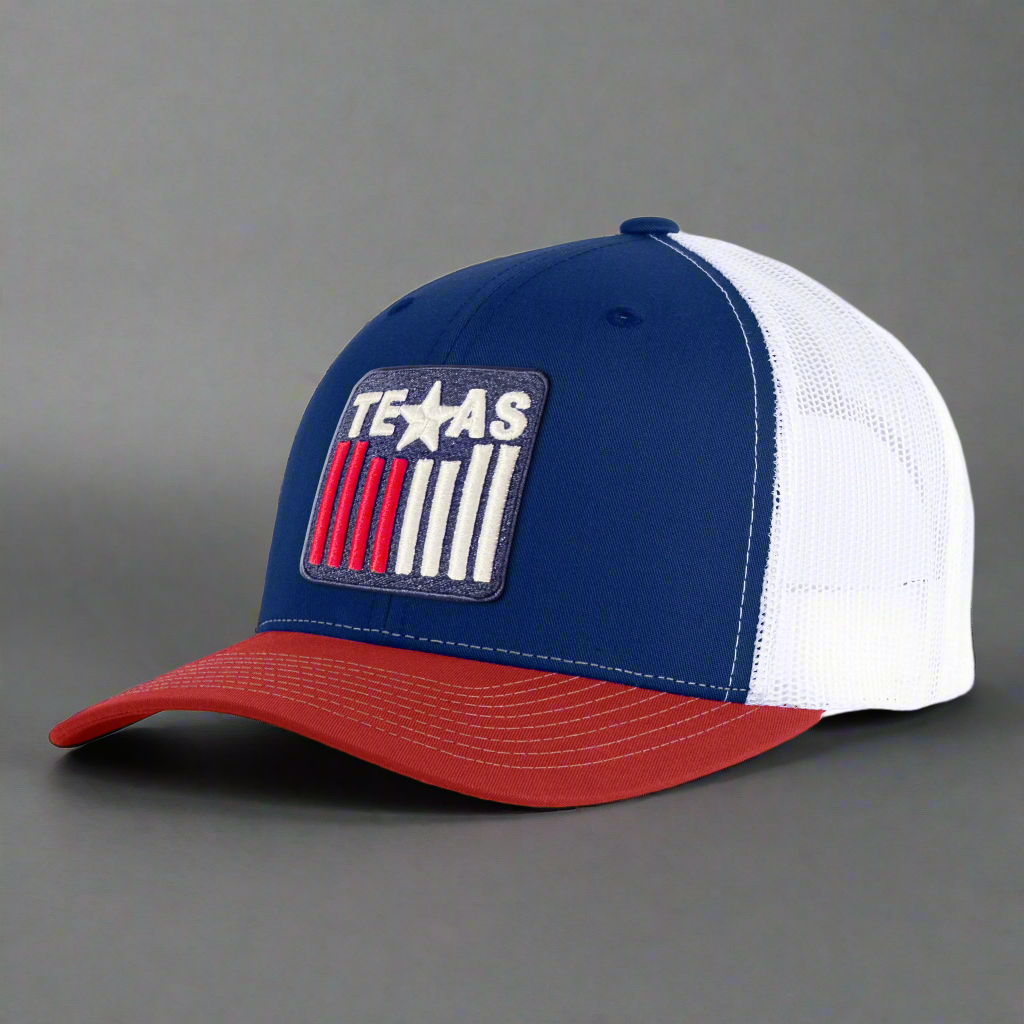 TEXAS BADGE 6-Panel Curved Snapback, Richardson 112 Blue