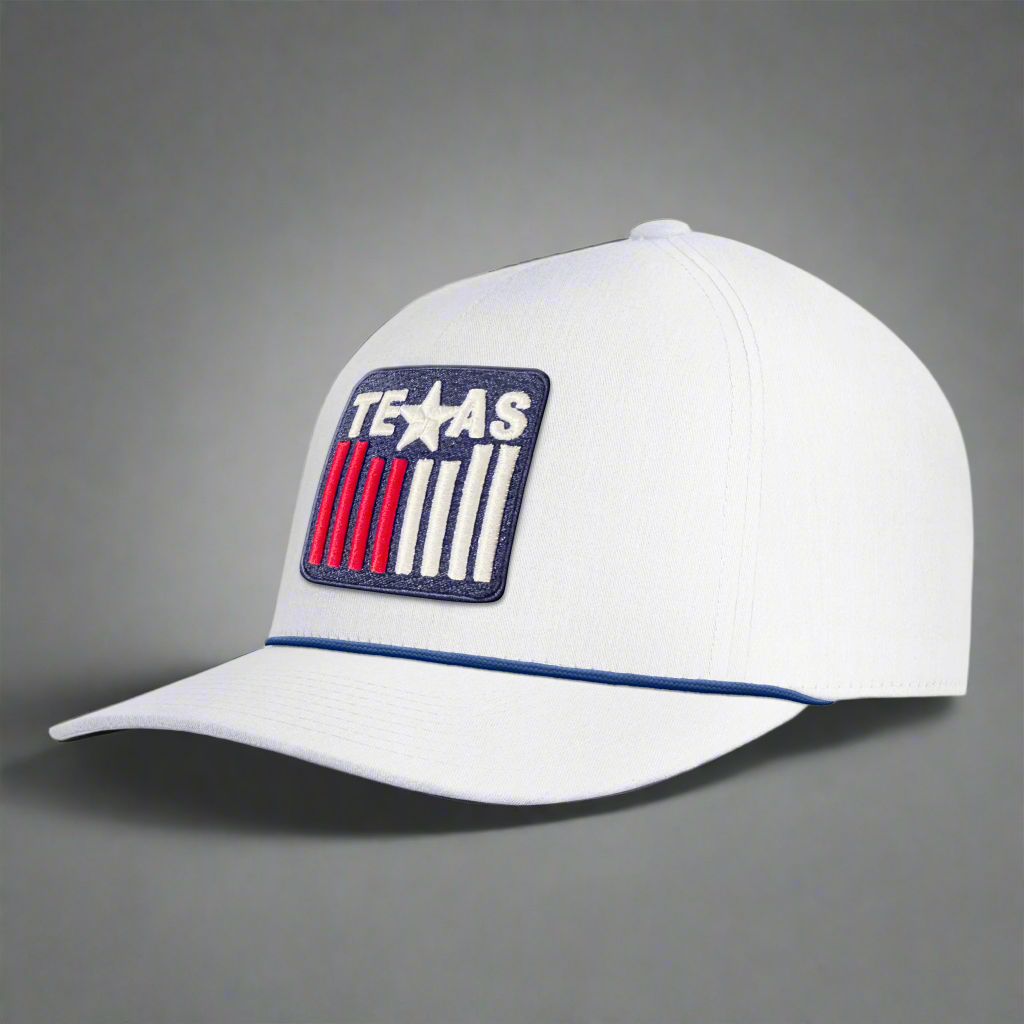 TEXAS BADGE 5-Panel Curved Rope Hat, Richardson 112 White