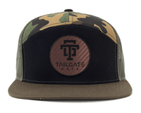 TAILGATE LOGO 7-Panel Flat Camo Hat, Richardson 168 Black