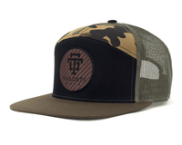 TAILGATE LOGO 7-Panel Flat Camo Hat, Richardson 168 Black