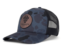 TAILGATE LOGO 5-Panel Curved Camo Hat, Richardson 112 Navy