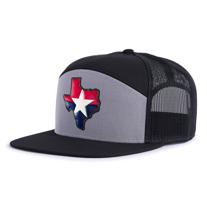 TEXAS STAR 7-Panel Flat Grey/Black - Tailgate Hats