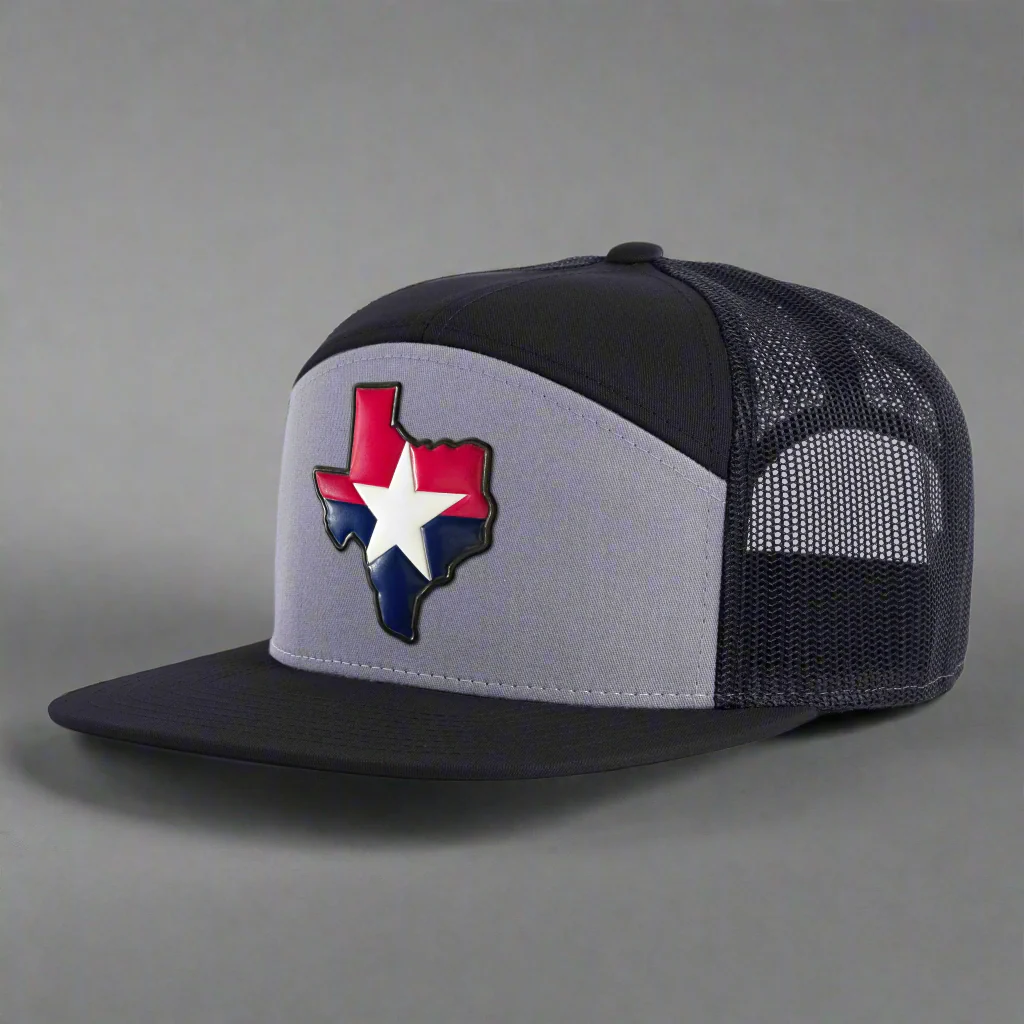 TEXAS STAR 7-Panel Flat Bill Snapback, Richardson 168 Black