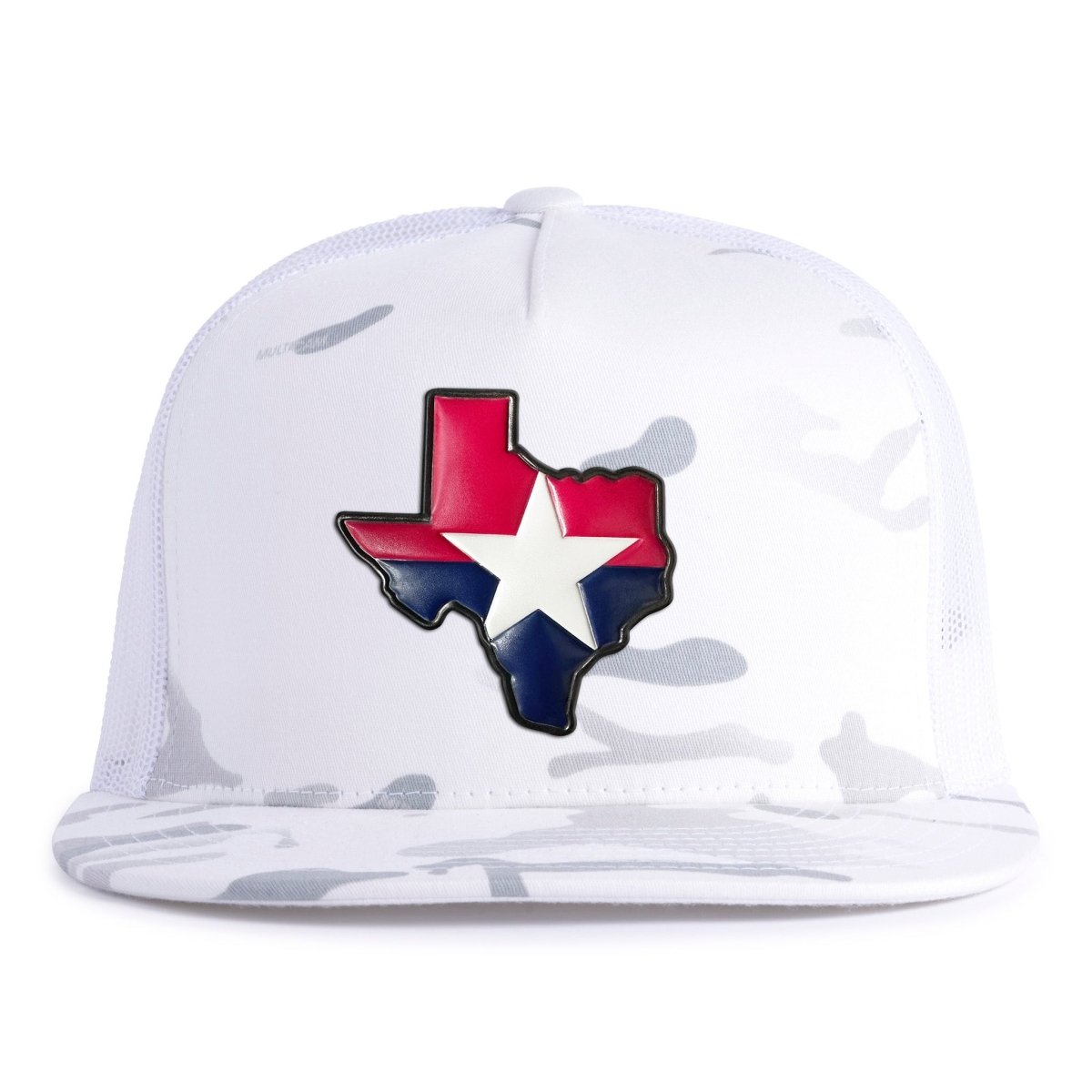 TEXAS STAR 5 - Panel Flat Camo Hat White - Tailgate Hats