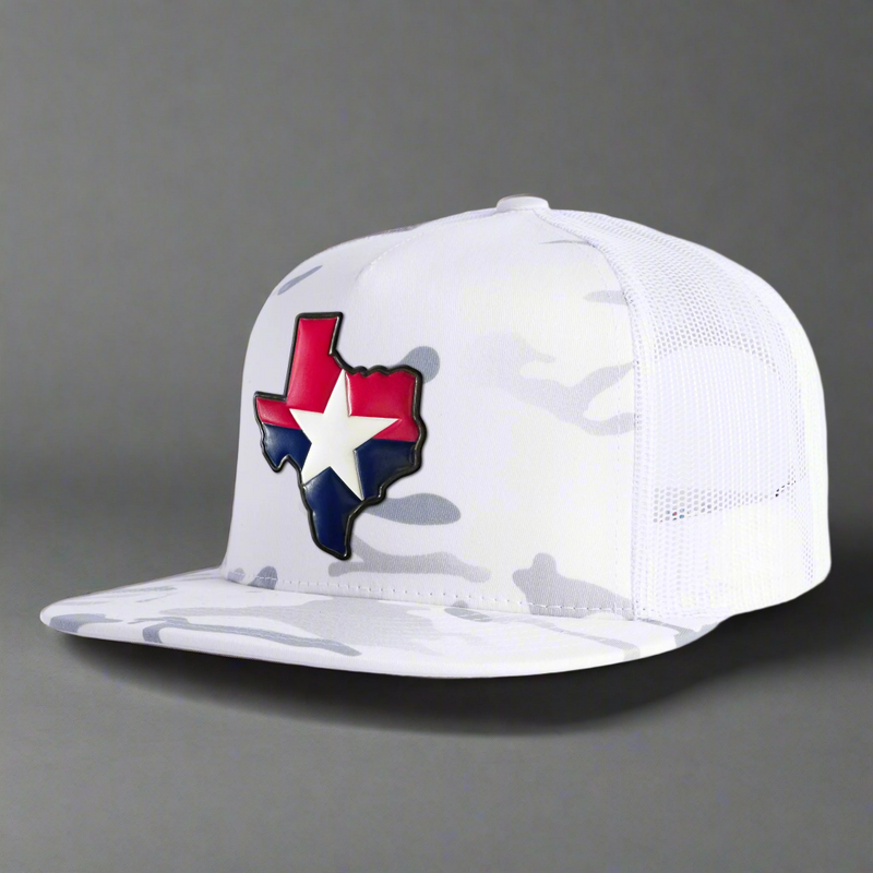 TEXAS STAR 5-Panel Flat Camo Hat White