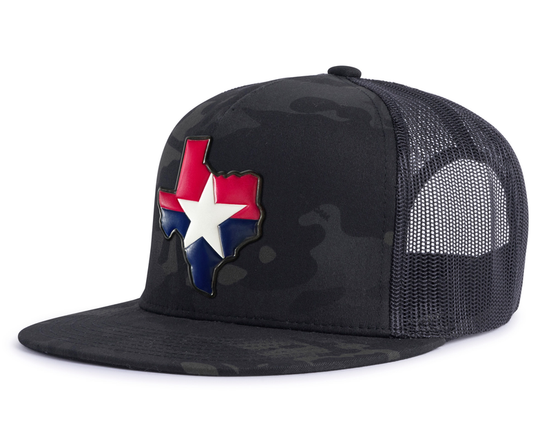 TEXAS STAR 5-Panel Flat Camo Hat Black