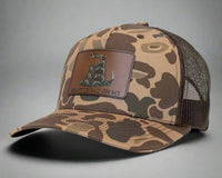 DON'T TREAD ON ME 5-Panel Curved Camo Hat, Richardson 112PFP Brown