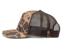 DON'T TREAD ON ME 5-Panel Curved Camo Hat, Richardson 112PFP Brown