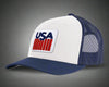 USA BADGE 6-Panel Curved Snapback, Richardson 112 White