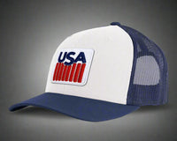 USA BADGE 6-Panel Curved Snapback, Richardson 112 White