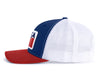 USA BADGE 6-Panel Curved Snapback, Richardson 112 Blue