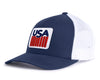 USA BADGE 5-Panel Curved Snapback Navy