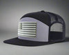USA FLAG PVC 7-Panel Flat Snapback, Richardson 168 Black