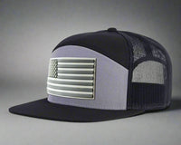 USA FLAG PVC 7-Panel Flat Snapback, Richardson 168 Black