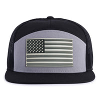 USA FLAG 7-Panel Flat Grey/Black - Tailgate Hats