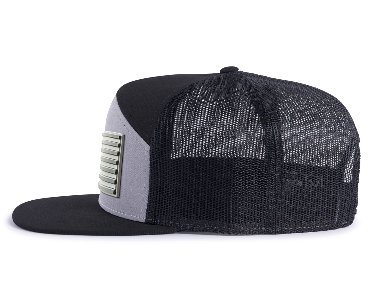 USA FLAG PVC 7-Panel Flat Snapback, Richardson 168 Black