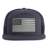 USA FLAG 7-Panel Flat Charcoal - Tailgate Hats