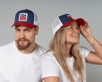 USA BADGE 6-Panel Curved Snapback, Richardson 112 Blue