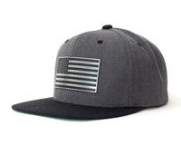 USA FLAG CHROME 6-Panel Flat Snapback Grey Black