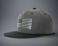 USA FLAG CHROME 6-Panel Flat Snapback Grey Black