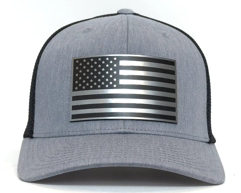USA CHROME FLAG 6-Panel Curved Flexfit 110M Grey Black