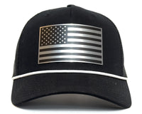 USA CHROME FLAG 5-Panel Curved Rope Hat, Richardson 112 Black