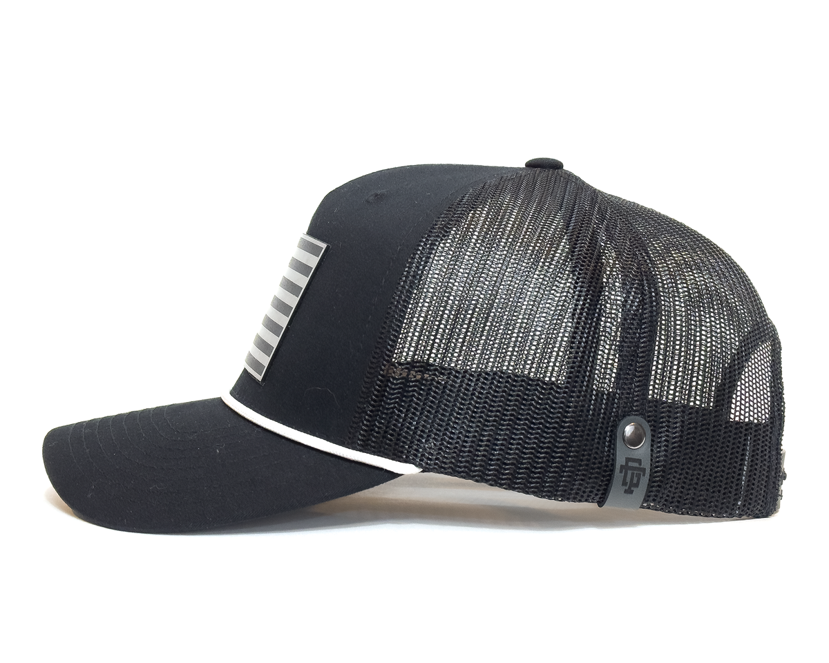 USA CHROME FLAG 5-Panel Curved Rope Hat, Richardson 112 Black