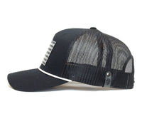 USA CHROME FLAG 5-Panel Curved Rope Hat, Richardson 112 Black